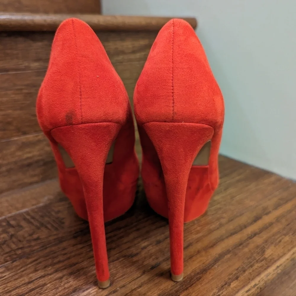 Zara Red Platform High Heels Women's Size 7 - Picture 7 of 13